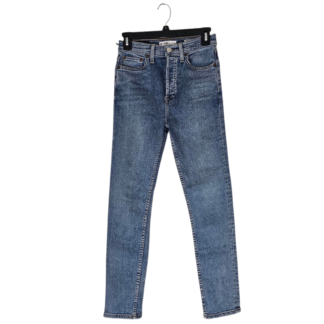 Re/Done High Rise Ankle Crop Stretch Skinny Slim Blue Jeans 26 Preowned